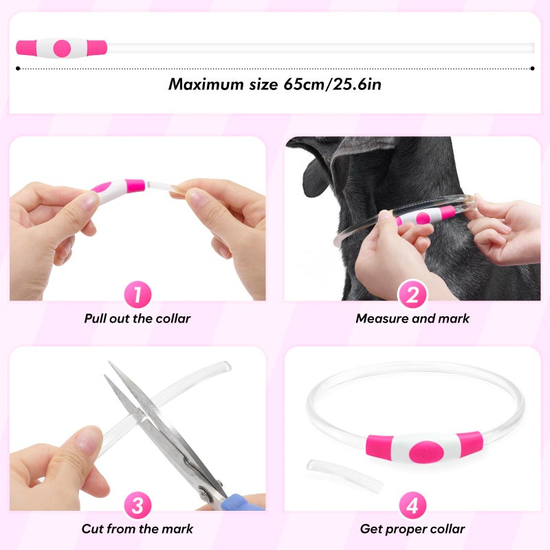 BSEEN Light Up Dog Collar, Rechargeable LED Dog Collar Waterproof Glowing Pet Collar TPU Cuttable Lighted Puppy Collar Safety Dog Lights for Night Walking (Pink 70cm) - Image 5